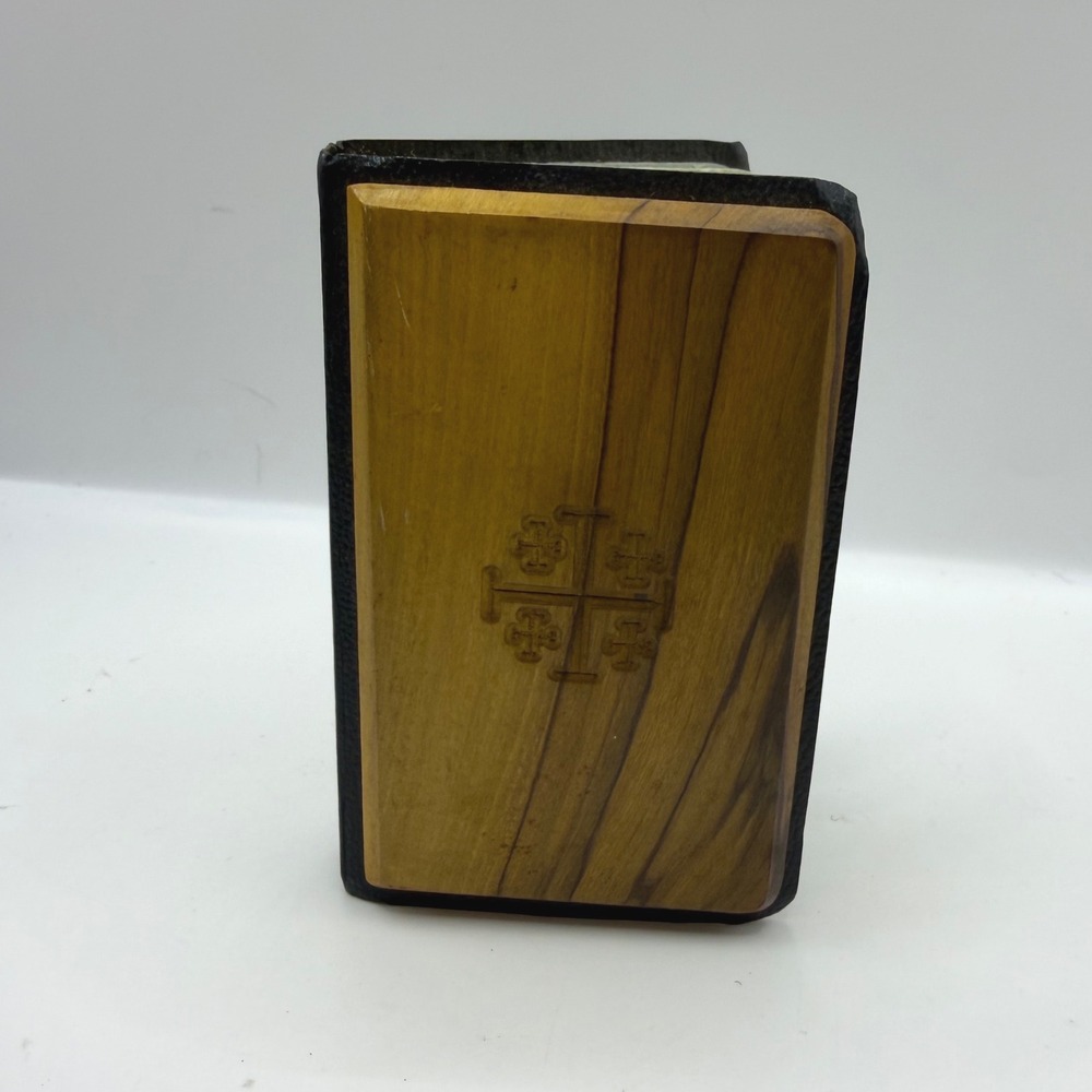 Vtg Mini New Testament Bible Olive Wood Jerusalem Souvenir KJV Patriotic‎ 1960